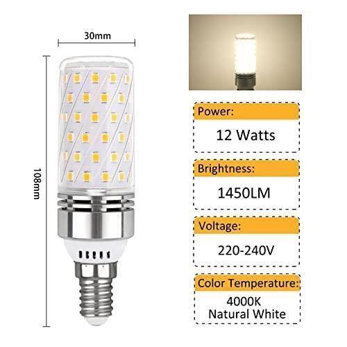 Ampoule E14 Mais LED 12W Blanc Neutre 4000K, 1450LM, Équivalent Halogène E14 100W, 360° Lumiere, AC 220V, Ampoule E14 LED Mais Neu
