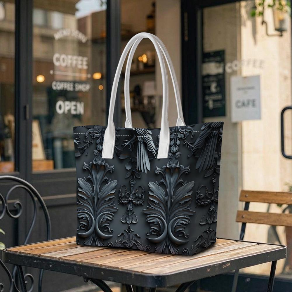 Gothic Embossed Tote Bag Fashion Large Shoulder Handbag for Daily Use