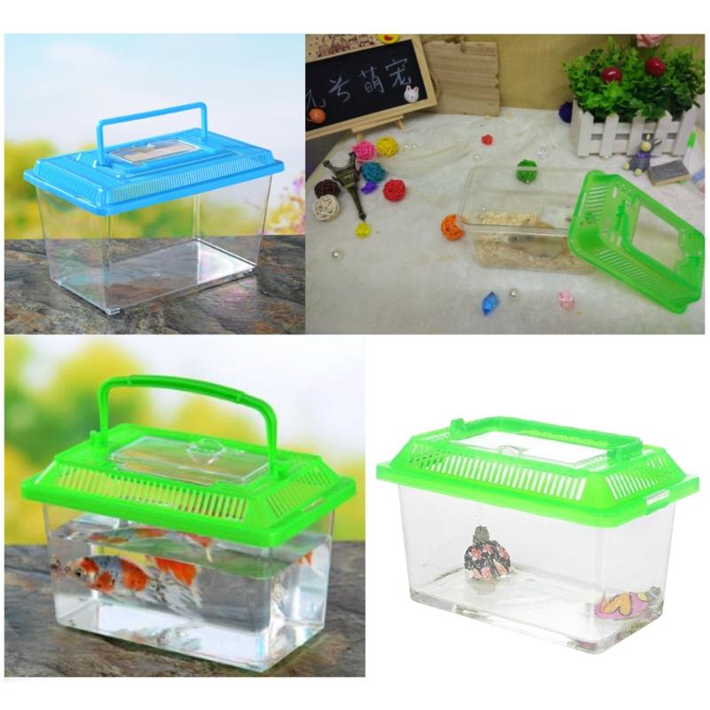 Portable Handheld Plastic Fish Tank Transparent Cutout Design For Turtle Petfish
