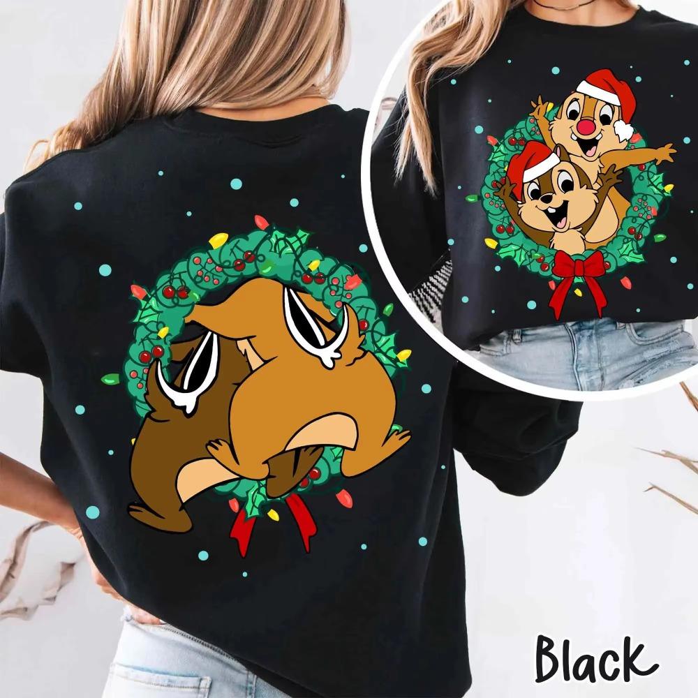 Kiki Titi Santa Claus Hat Shirt Retro   Christmas Women Tshirt Mickey Mouse Happy Party  land Holiday S