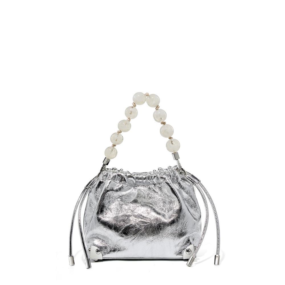 

Женская сумка из коровьей кожи, сумка с бисером, ручная сумка, сумка-цветок с плиссировкой, сумка на удачу, новая модная сумочка, список серебряный