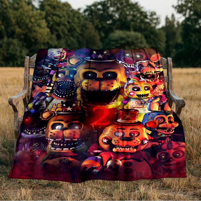 Fnaf Horror Circus Blanket Flannel Throw for Sofa, Indoor, Camping, Living Room, Office, Chair, And Bed Soft Birthday Gift
