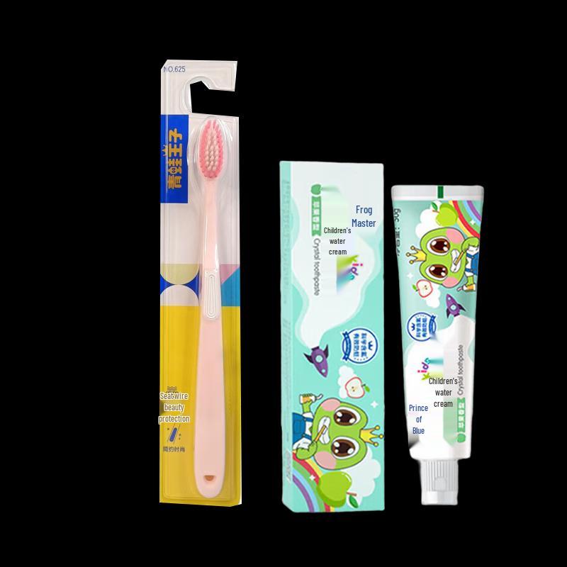 Frog Prince Silk Soft Toothbrush with Apple Toothpaste Set