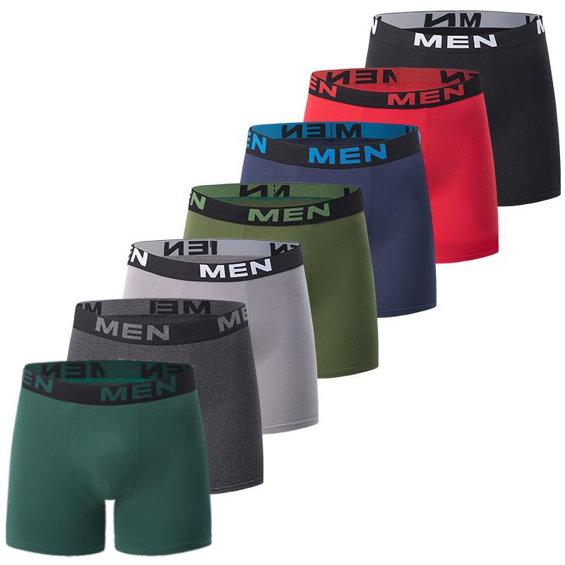 7-Pack Men's Underwear: Solid-Colour Fashion Essentials Versatile Long Boxer Briefs