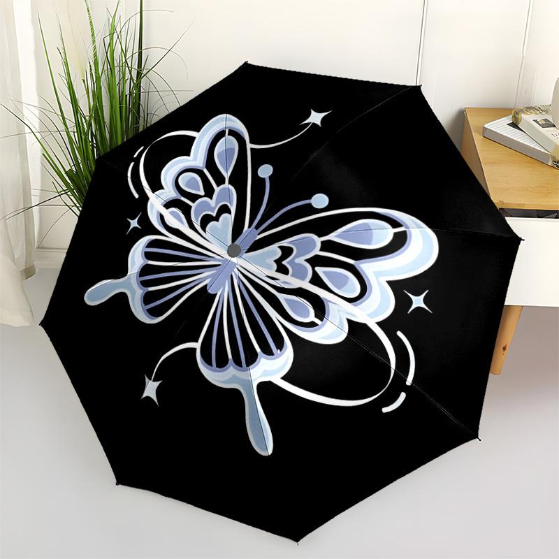 1pc Butterfly Design Automatic Folding Umbrella Durable Iron Frame,All Seasons Home Travel Outdoor Multifunctional Umbrella yy251115071