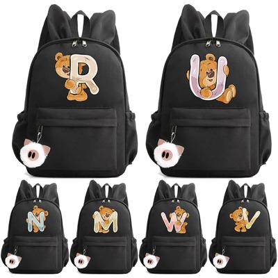 Cute Little Bear 26 English Letters Backpack Teen School Bag for Girls Boy Backpack Large Capacity Bookbag for Kid Gifts