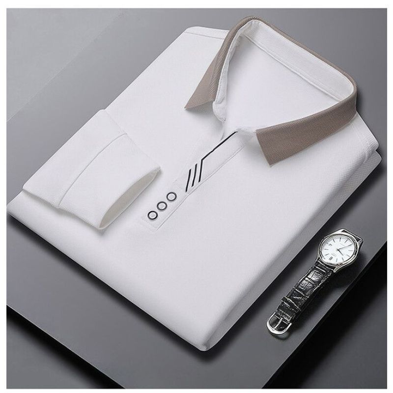 

Новая весенне-летняя повседневная деловая простая однотонная свободная рубашка поло оверсайз с воротником поло и длинными рукавами для мужчин 4XL