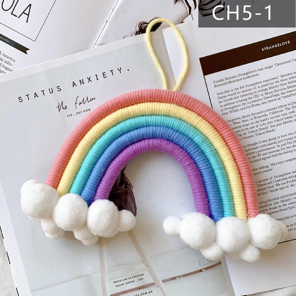 Nordic Style Woven Cloud Rainbow Hanging Ornaments - Children's Room Wall Decor Pendant