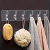 Colgador de fila de acrílico, Gancho de pared adhesivo, Estante de 6 ganchos sin rastro para colgar ropa, toallas, llaves y otros artículos, Adecuado para cocina, dormitorio