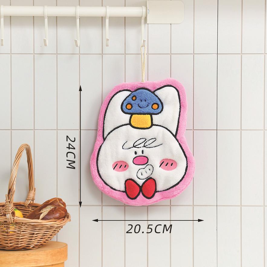 Cartoon Elephant Animal Hand Towels for Kitchen Hanging Cloth Rag Kids Hand Towels Absorbent Bathroom Coral Velvet Handkerchief
