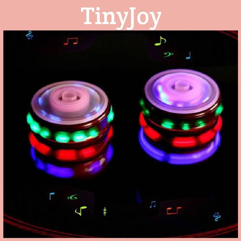 Buntes blinkendes musikalisches Kreisel-Set aus Kunststoff mit batteriebetriebenen Lichtern