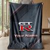 Nissan GT-R Custom Flannel Throw Blanket Print Your Name Text Soft Warm Blanket Holiday Present