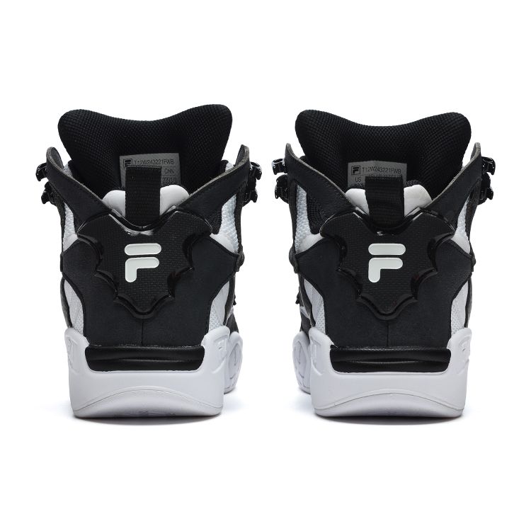Fila Fusion Desperado Fabric Synthetic Leather TPU Mid-Top Retro Basketball Shoes Women Sneakers White Black T12W243221FWB