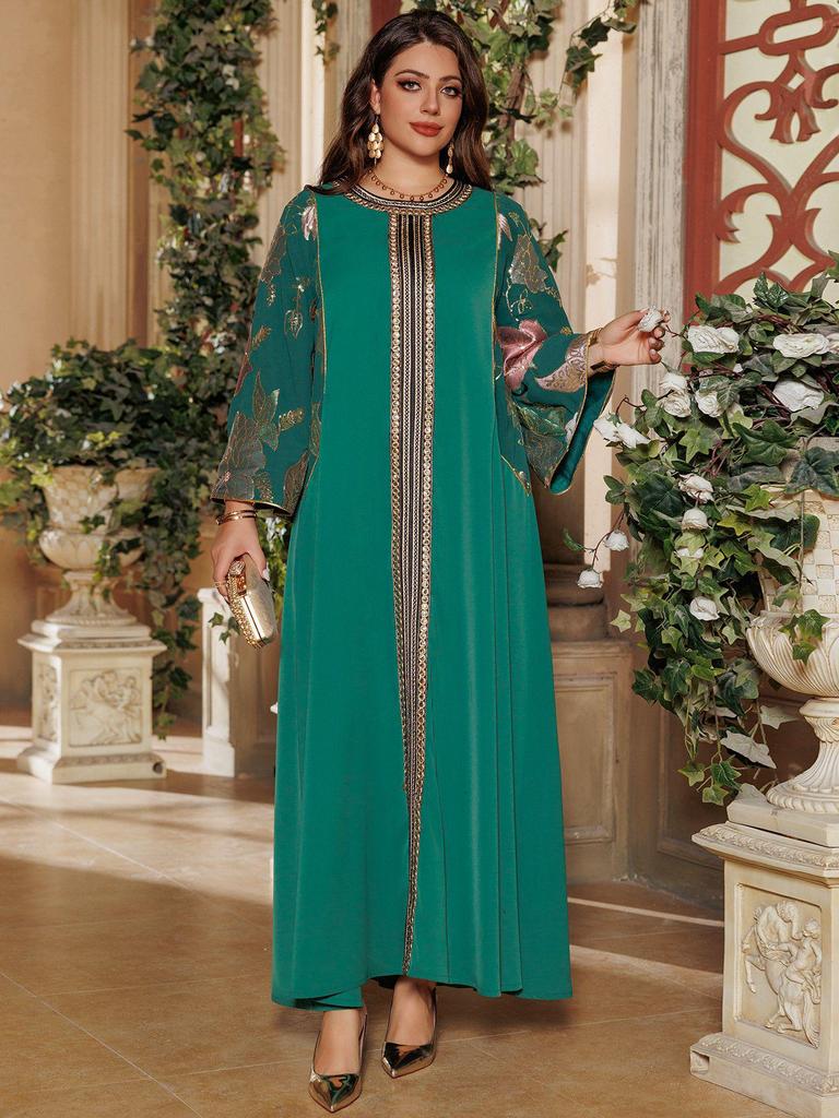 AB415 Dubai Robe: Besticktes Pailletten-Kaftan-Kleid für Damen