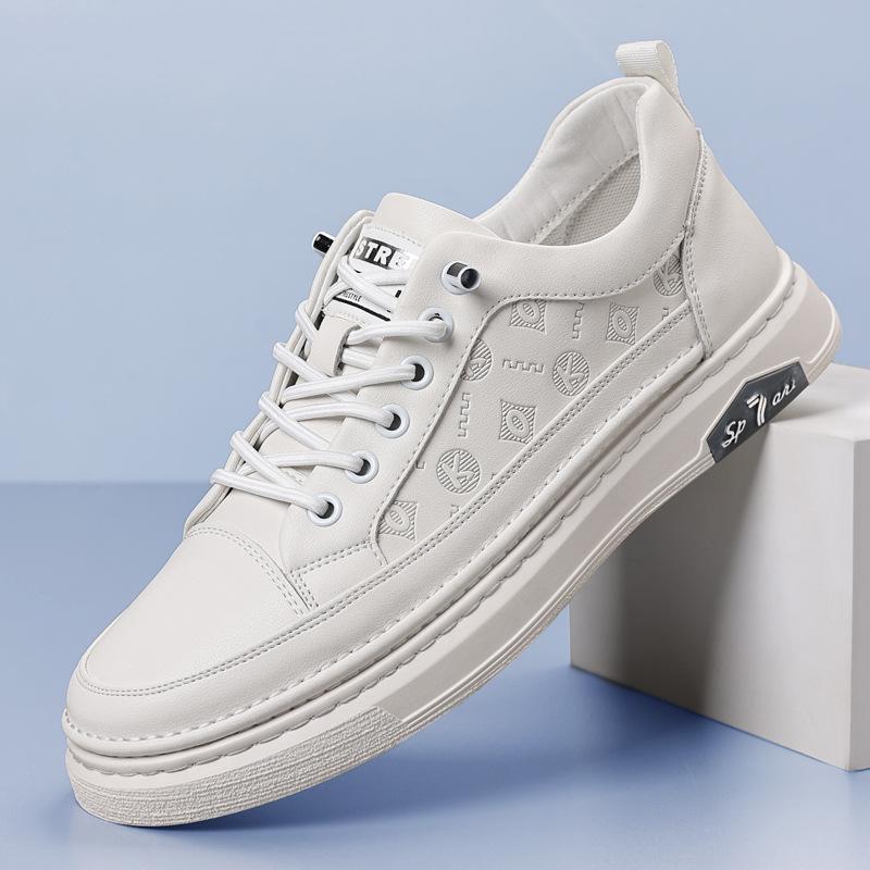 2025 Spring and Autumn New Men's Sports Casual Leather Shoes Men's Handmade Online Versatile Board Shoes Trend Little White Shoes 6618
