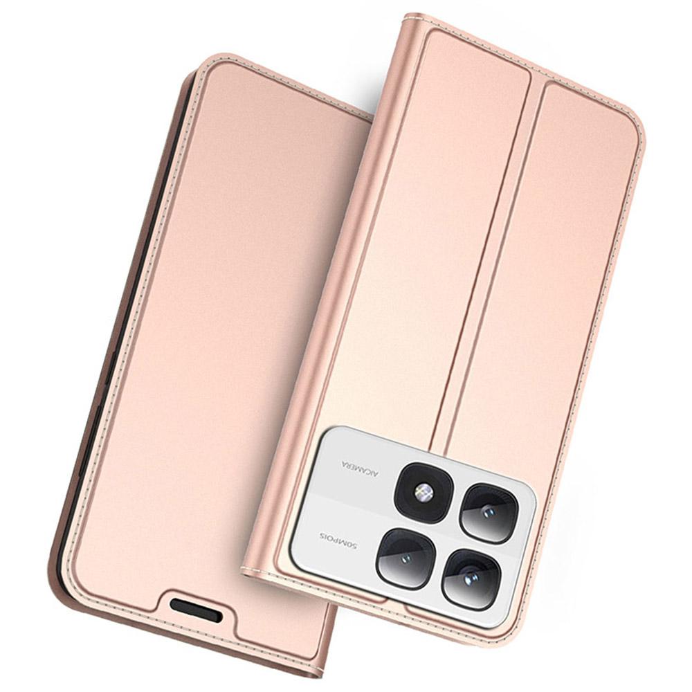 

For Xiaomi 14T Case PU Leather Phone Cover with Card Holder Stand Magnetic Closure Rose Gold