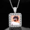 European-American DIY Memorial Pendant: Square Photo Frame Zircon Hip Hop Necklace