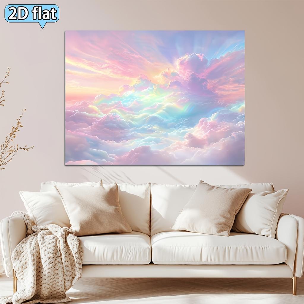 2D Flat. 1pc Fantasy Rainbow Cloud Theme Banner Background Fabric Fantasy Rainbow Decoration