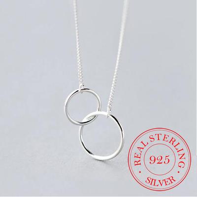 Collane Minimaliste Girocollo Corte con Pendente Rotondo Vuoto in Argento Sterling 925 per Donna Matrimonio Gioielli Fini Regalo