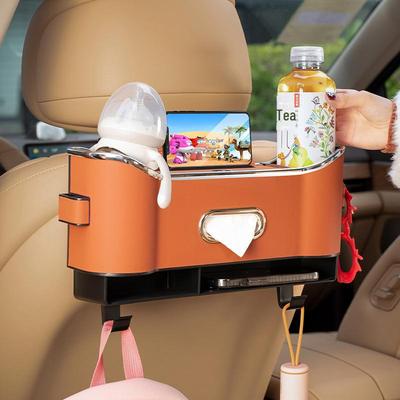 Car Seat Multi-Function Storage Box with Cup Holder and Tissue Dispenser
