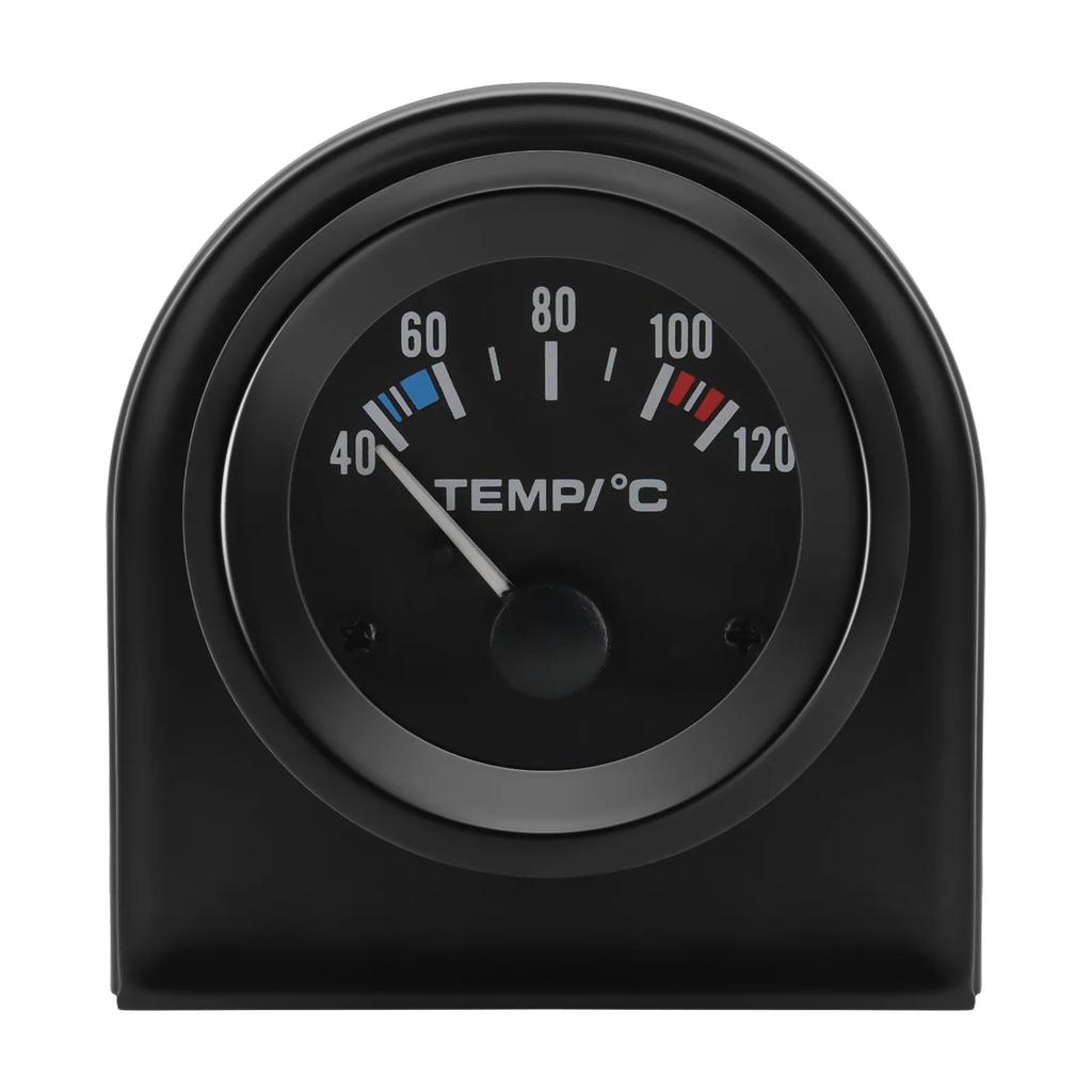 40~120 Celsius Water Temp Gauge 52mm Temperature Meter With 1/8NPT Sensor 12V Auto Instrument Black Shell