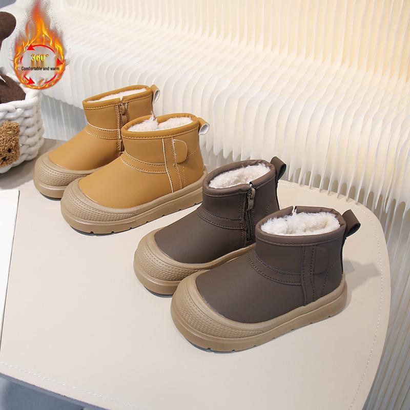 2025 Kids Snow Boots - Winter Warm, Waterproof & Anti-Kick for Girls and Boys Size 27/16.8 cm хаки