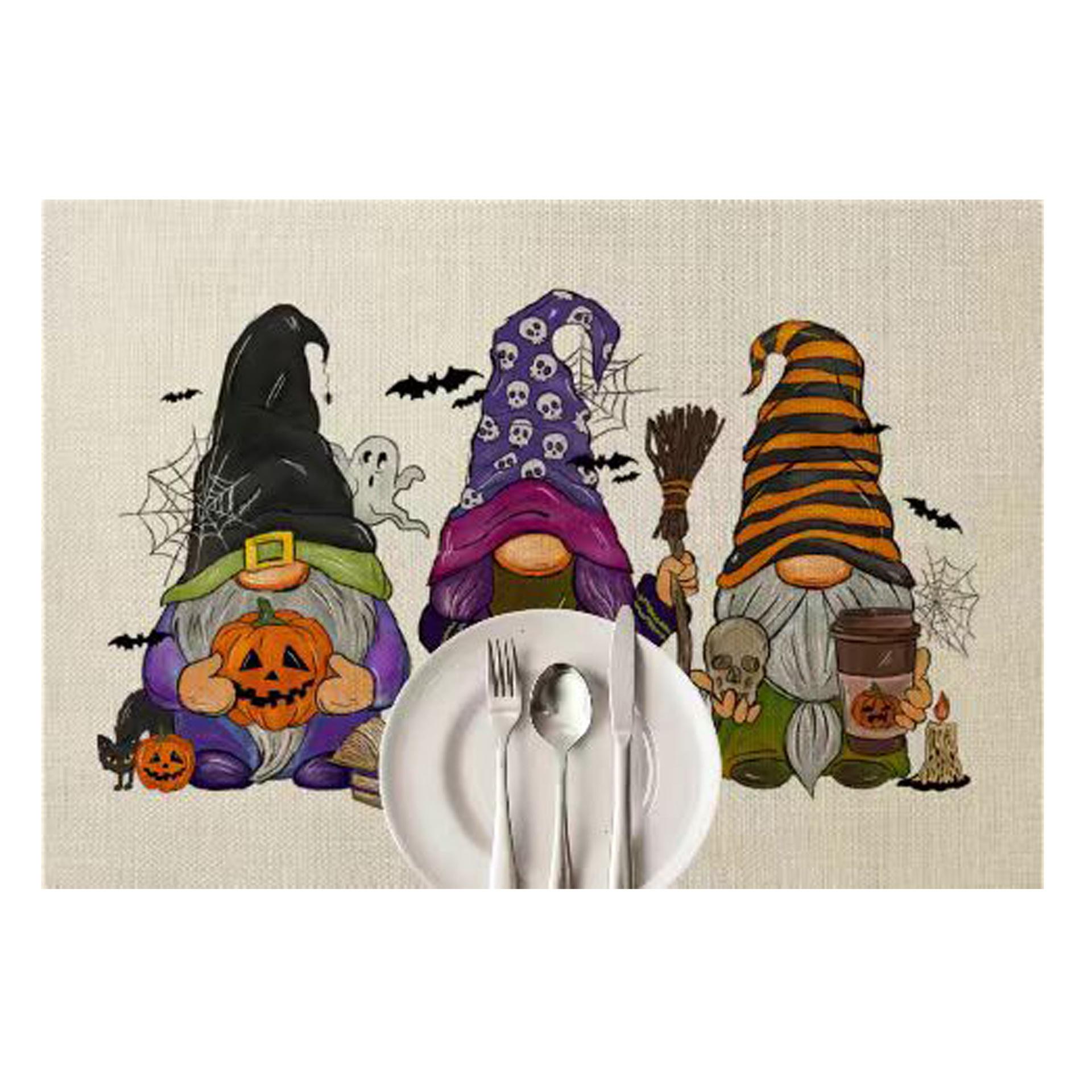 

Хэллоуин Элементы Принт Узор Настольная Подкладка Атмосфера Фестиваля Призраков Льняные Подкладки Под Горячее Теплоизоляция Нескользящие Коврики 30X45cm