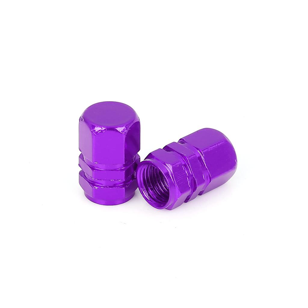 X AUTOHAUX Tire Stem Valve Cap Wheel Valve Cover Car Dustproof Hexagon Aluminum Alloy Tire Cap 8pcs Purple