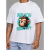 T-shirt z okrągłym dekoltem Biały Małpia Twarz Napis Jesteś Poważny Graficzny Nadruk Codzienne Ubranie dla Mężczyzn i Kobiet Moda Streetwear Letni Strój