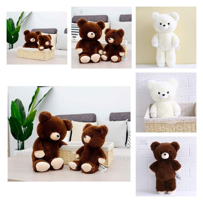 Soft And Cuddly Down Cotton Teddy Bear Plush Toy, Fox Fur Fabric, White And Brown, 46cm/36cm