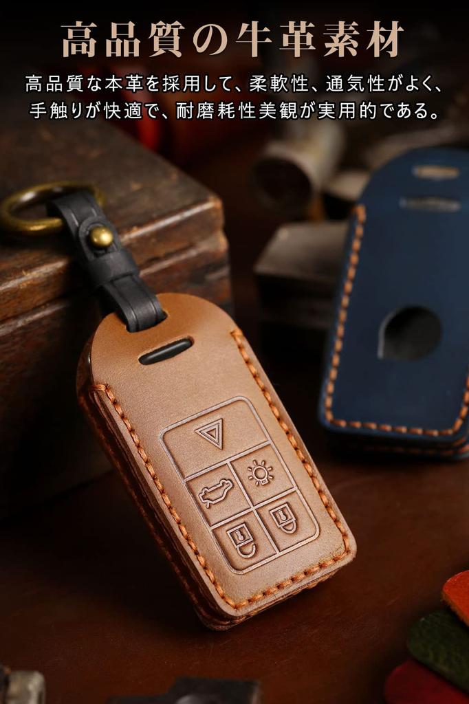 LETINGFAR Smart Key Case for Volvo Genuine Leather Key Case Key Holder for Volvo