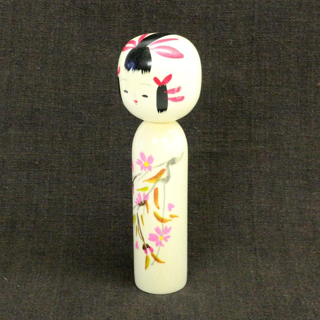 Made In Japanese Michinoku Kokeshi Cherry 5 Inches Japan, Souvenir, Doll, Blossom, (Total Length 15cm)