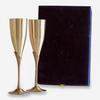 Antique Finish Brass Champagne Glass Set of 2 In Blue Velvet Gift Box, Handcrafted Drinkware for Parties and Diwali Gifts, 200 ML