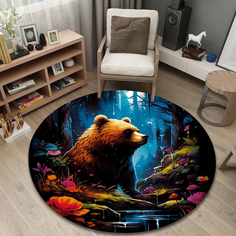 Moon and Stars Round Area Rug, Calm Night