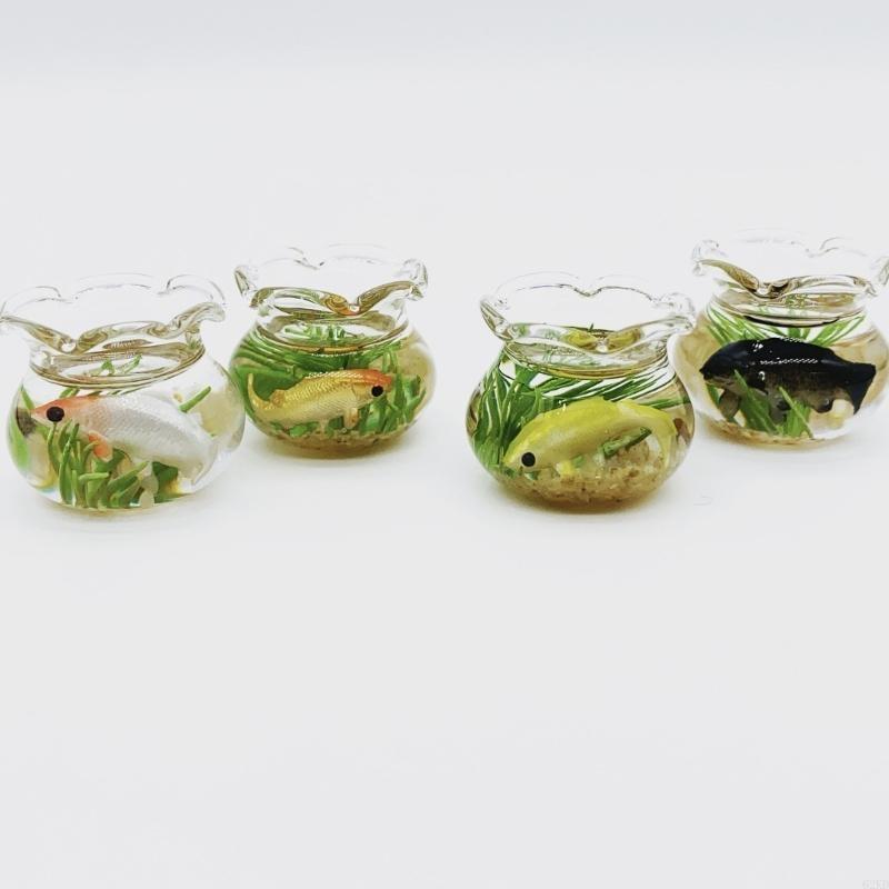 62KD Exquisite Mini Glass Fish Aquarium Scene Model for Dollhouse Collectors