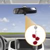 Partuto 1pcs Artificial Crystal Peach Heart Mink Hair Car Rear View Mirror Pendant Accessories Car Hanging Ornament Red