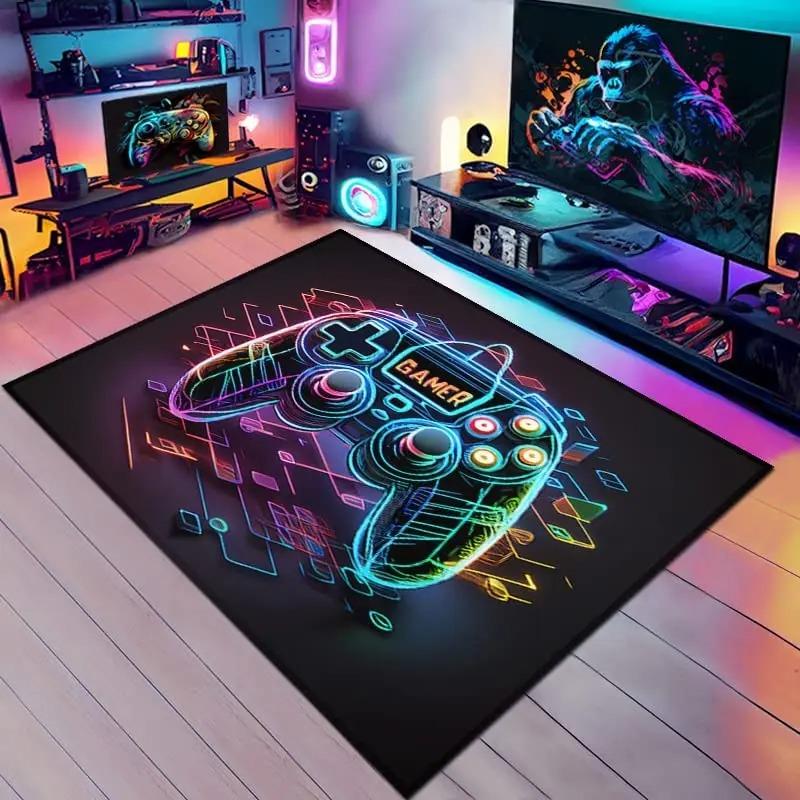 3D Spielteppich Jungenzimmer Großer Gaming-Teppich Controller-Design Kinder Krabbeln Spielen Rutschfeste Bodenmatte Zuhause Schlafzimmer Dekor Teppiche