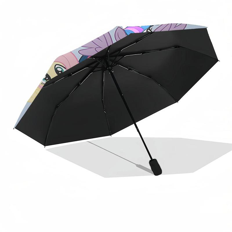 1pc My Little Pony Automatic Folding Umbrella Portable Tri-Fold Design with 8-Bone Iron Frame, Outdoor for Fans, Travelers, Daily Use, Gift for All Oc