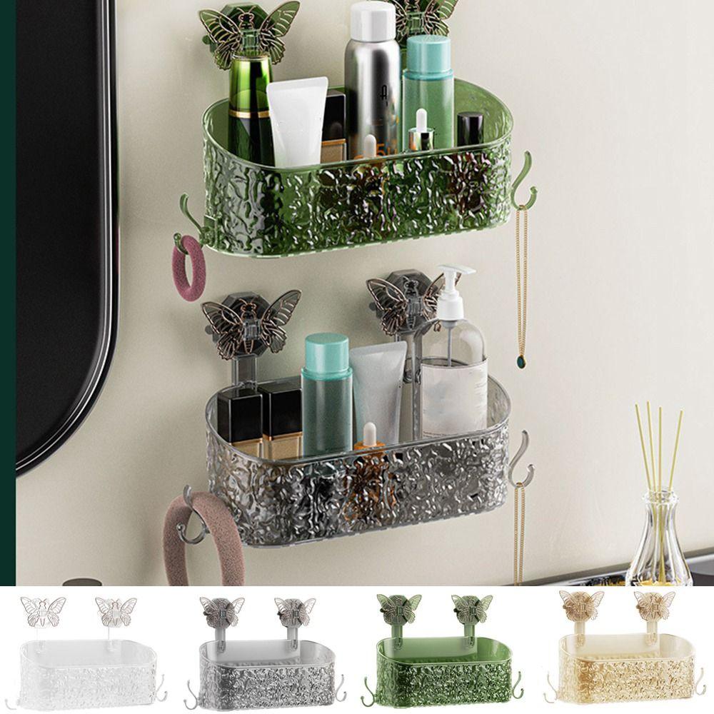 

Non-perforated Butterfly Sucker Shelf Wall Hanging Sink Bask Creative Bathroom Storage Box Kitchen