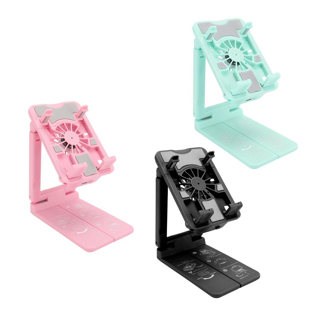 Cell Phone Cooler Stand Height Adjustable Mobile Phone Radiator Fan with Colorful RGB Lights for Liv