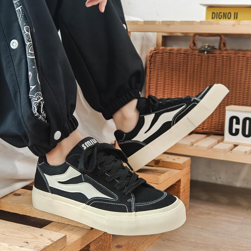 Men's Classic Fashion Low Top Skateboarding Breathable Canvas Sports Shoes Students Boys Male Trending Comfortable Soft Sole Running Gym Sneakers