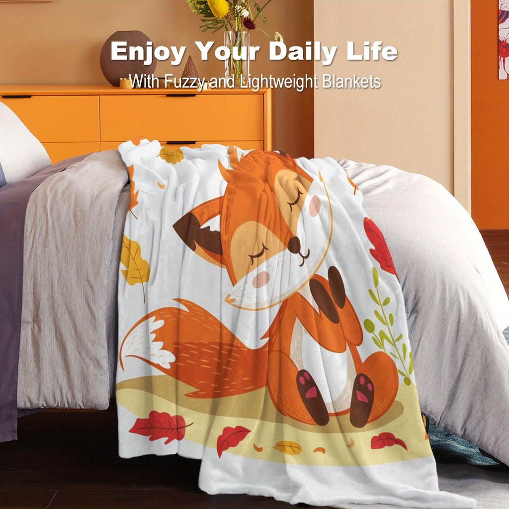Gemütliche kleine Fuchs Flanell-Kuscheldecke - Weich, Leicht & Warm für Alle Jahreszeiten - Perfekt für Bett, Sofa, Büro, Camping