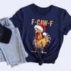 Funny Christmas Rooster UnisexS TShirt Black Short Sleeve with FCAWF Text  Rooster in Santa Hat with Lights Festive Clothing