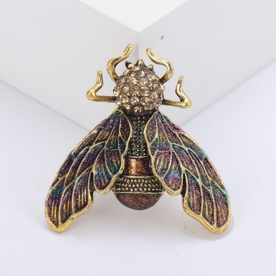 Animal Shape Brooch Rhinestones Inlaid Enamel Pin Vivid Appearance Coat Lapel Bag