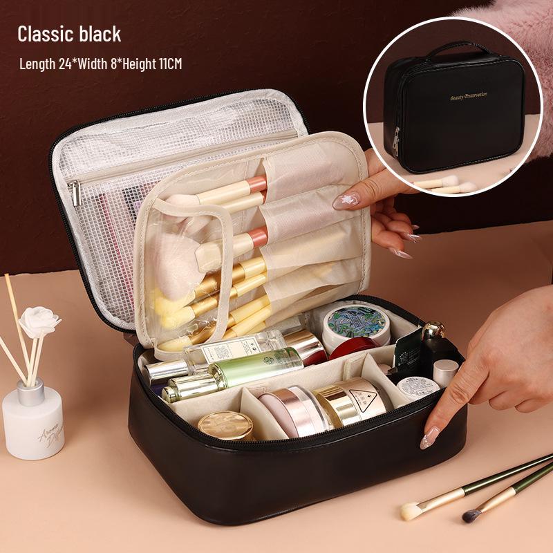 Waterproof Large-Capacity Cross-Border Makeup Bag with Detachable Partitions and Portable Handbag Design