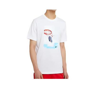 Basketball Hoop Print Short Sleeve T-Shirt Men Tops White CK9514-100