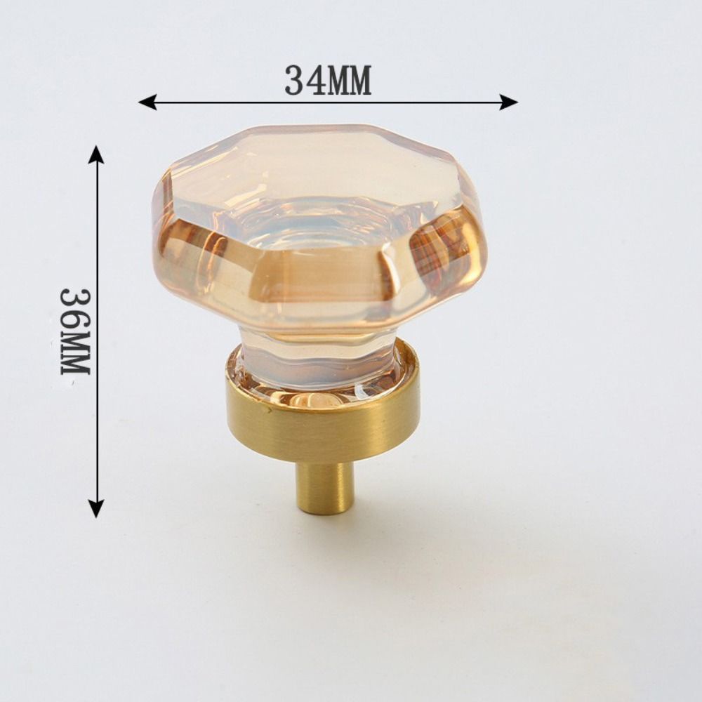 Gold Base Kitchen Cabinet Knobs Champagne / Transparent Wardrobe Handles Cabinet Door