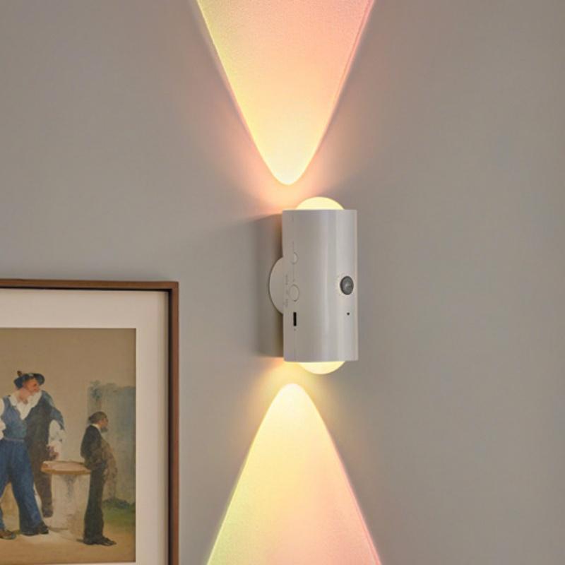 Smart Cat Eye Dual Head Motion Sensor Wall Light With Auto On/Off, 16 RGB Colors, 3M Range For Bedroom Hallway Stairs Magnetic Mount