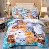 Starry Animals Bedding Set, Cat Duvet Cover Set With Pillowcases, Galaxy Comforter Case, Twin Size Bedding, Animal Cartoon Cat