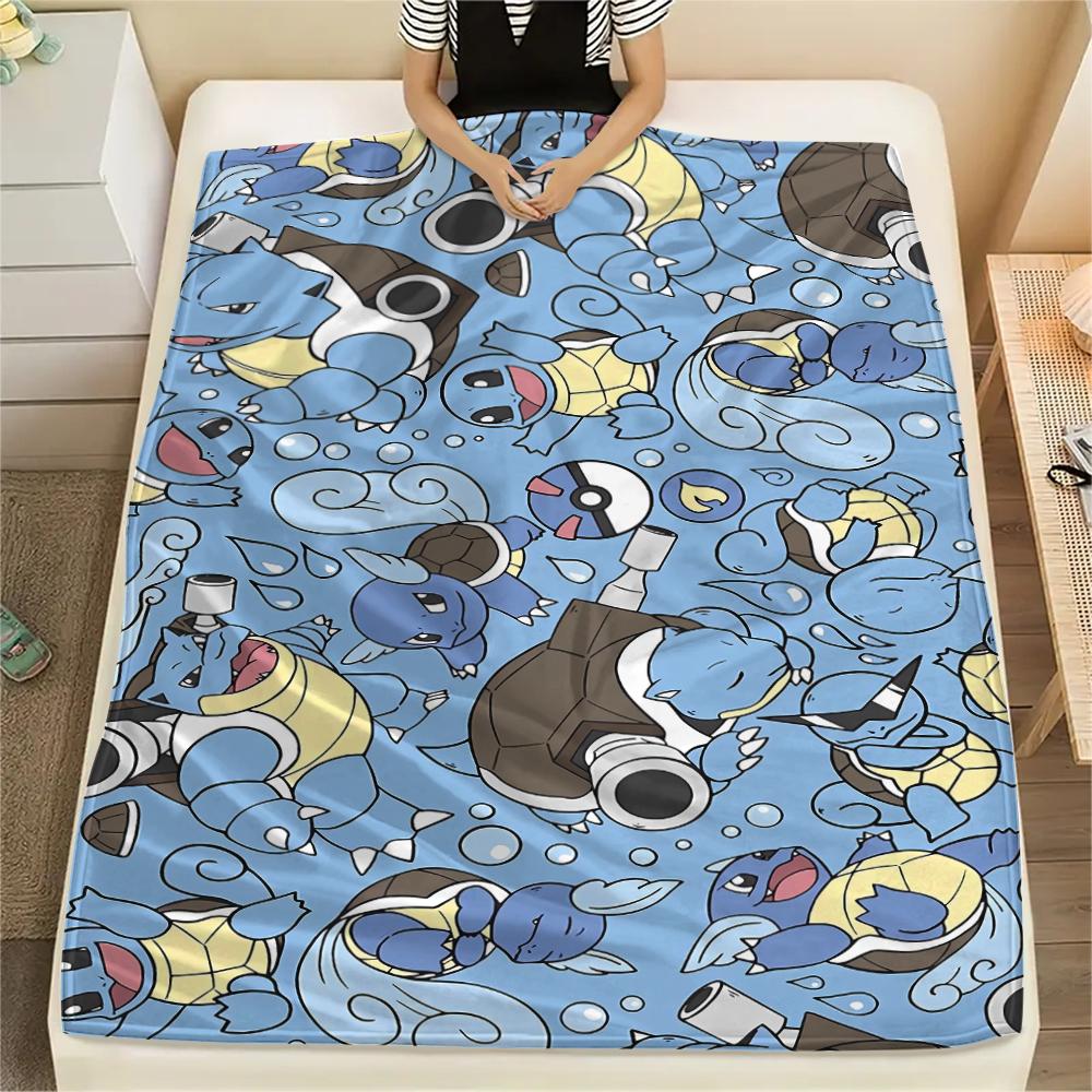 Pokemon Rocket Turtle Print Flannel Blanket,High Quality Comfortable for All Seasons,Home Decor,Warmth and Comfort,Perfect for Christmas Gifts